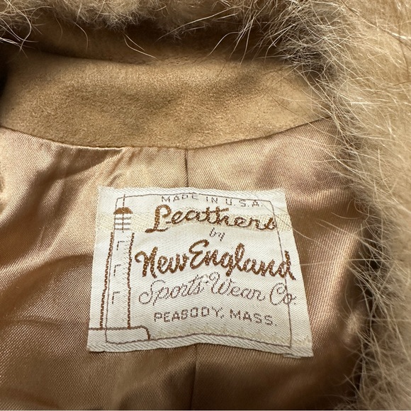 Vintage Women's Size Small Leathers by New England Fur Collar Coat Suede Tan - Picture 4 of 11